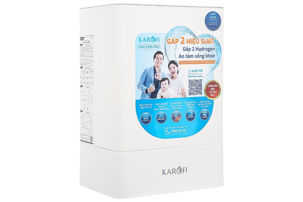 Máy lọc nước RO Hydrogen 10 lõi Karofi KAQ-U98 Pro
